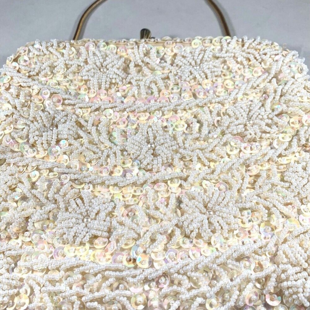 Vtg Bon Soir Beaded Evening Bag Purse Handmade Hong Kong Italian Beads - Picture 3 of 12